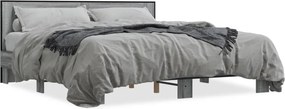 vidaXL szürke sonoma szerelt fa és fém ágykeret 200 x 200 cm