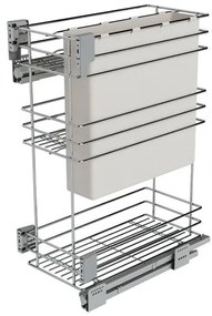 Konyhai fémrács, 300mm, oldalra szerelhető, ezüst szürke, teljes kihúzás, csillapított záródás, rejtett fióksín, 3 kosár, textílzsákkal SIGE, Green Li...