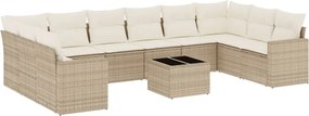 vidaXL 11 részes bézs polyrattan kerti ülőgarnitúra párnákkal