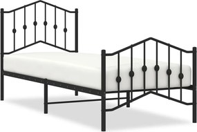 vidaXL fekete fém ágykeret fej- és lábtámlával 80 x 200 cm