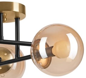 Felületre szerelhető csillár  MALENA 3xE14/5W/230V arany/fekete/füstös bézs