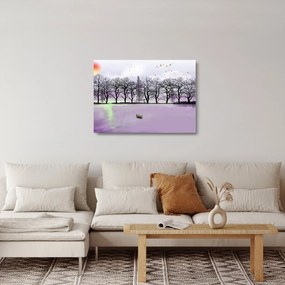 Kép - Bárkák a tavon (üvegen) (70x50 cm)