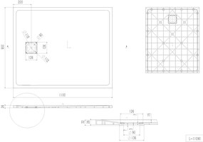 Erga Hyper, SMC zuhanytálca 110x90x2,6 cm + szifon, fehér matt, ERG-V06-SMC-9011S-WH