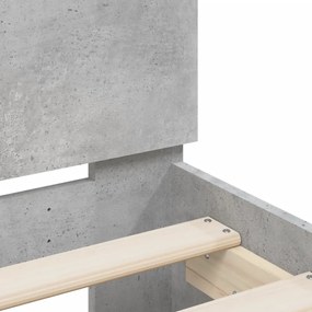 betonszürke szerelt fa ágykeret fejtámlával 150x200 cm
