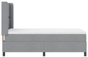 Boxspring Ágy Matrac Nélkül, Világosszürke, 90x190 cm, Szövet