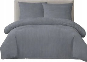 Szatén pamut ágyneműhuzat szürke csíkos 180x200- 3 részes