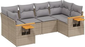 vidaXL 6 részes bézs polyrattan kerti ülőgarnitúra párnával