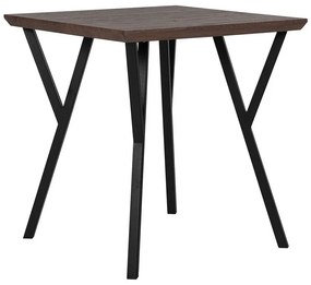 Egyedi Sötét Fa Asztal Fekete Lábazattal 70 x70 cm BRAVO Beliani
