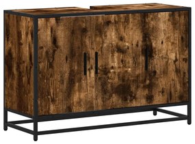 Füstös tölgy szerelt fa fürdőszobai mosdószekrény 90x33x60 cm