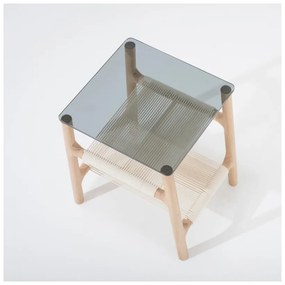 Fawn kisasztal tömör tölgyfa szerkezettel és szürke asztallappal - Gazzda