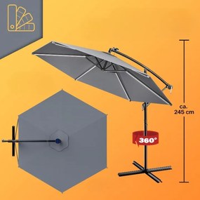 Deuba LED napernyő Mali Ø350 cm - antracit