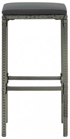 9 részes szürke polyrattan kerti bárszett párnákkal