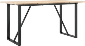 vidaXL tömör fenyőfa és acél étkezőasztal O-vázzal 140x80x75 cm