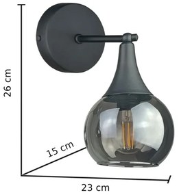 Fali lámpa STAR 1xE27/60W/230V fekete/füstös fekete