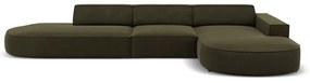 Zöld bársony sarokkanapé (jobb oldali) Jodie - Micadoni Home