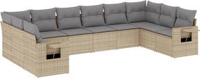 vidaXL 10 részes bézs polyrattan kerti ülőgarnitúra párnával