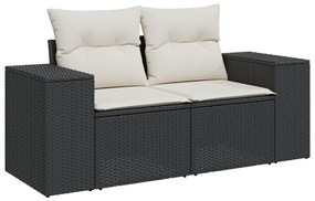 14 darabos kertibútor szett párnákkal fekete poli rattan akáciával, 4 darabos kert étkező szett párnákkal fekete poli rattan akáciával