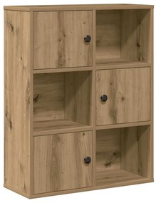 kézműves tölgy színű szerelt fa könyvespolc 60x24x76,5 cm