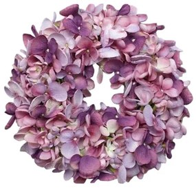 Hortenzia műkoszorú, lila, átmérő: 24 cm