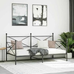 kanapéágy matrac nélkül fekete 100x200 cm acél