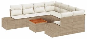 vidaXL Kerti Kanapé Szett párnával 9 pcs Bézs polirattan