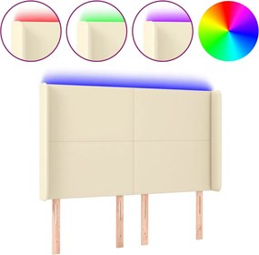 krémszínű műbőr LED-es fejtámla 147x16x118/128 cm
