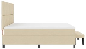 Box Spring ágy matraccal és paddal, krém 200x200 cm szövet