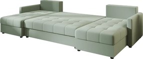 AKCIÓ U alakú kinyitható kanapé VENORIA 285x146 cm, világoszöld + 2 párna INGYEN II. minőség