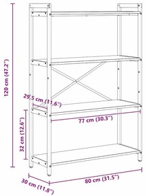 Könyvszekrény Musta tammi 80 x 30 x 118 cm Faanyag