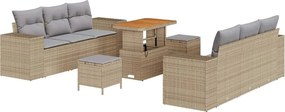 vidaXL Kerti Kanapé Szett tárolóval 9 pcs Bézs Poli rattan
