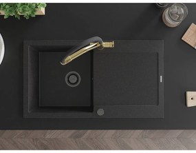 Mexen Leo, 1 kamrás gránit mosogató 900x500x190 mm és Duo mosogató csaptelep, fekete-ezüst metál, 6501-73-671701-57-B
