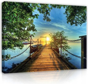 Vászonkép 70x50 Naplemente tó nyugalom természet nyár este tájkép