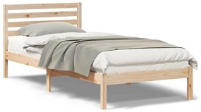 Ágykeret fejtámlával Barna 90 x 210 cm Tömör fenyőfa