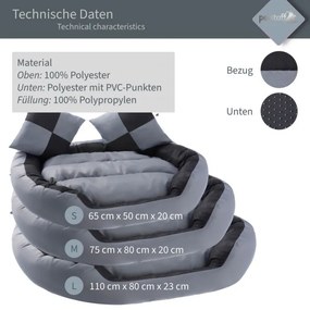 PESTUFF Kutyafekhely  65 x 50 x 20 cm szürke/fekete