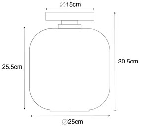 Okos mennyezeti lámpa sárgaréz és borostyánszínű üveggel, WiFi G95-tel - Zuzanna