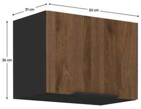 Felső konyhaszekrény Monzesa 50 GU 36 1F (okapi dió + fekete) . 1096957