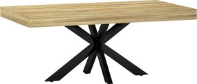 HOMCOM Téglalap Alakú Ipari Stílusú Kávézó Asztal Fekete Fém és Természetes Fa Hatású - 110 x 60 x 45cm | Aosom