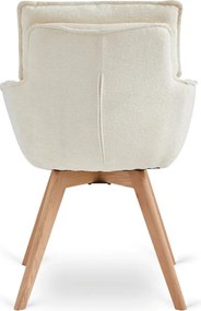 Forgó szék krém színben, bouclé kárpittal, DIAS