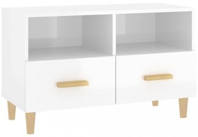 fehér magasfényű szerelt fa TV-szekrény 80x36x50 cm
