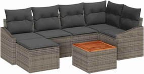 vidaXL Kerti Kanapé Szett tárolóval 7 pcs Szürke polirattan