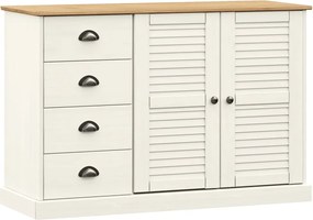 vidaXL VIGO fehér tömör fenyőfa fiókos tálalószekrény 113x40x75 cm