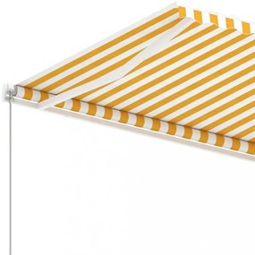 sárga-fehér kézzel kihúzható póznás napellenző 300 x 250 cm