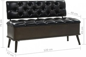 Műbőr tárolópad háttámlával 120 x 52 x 75 cm