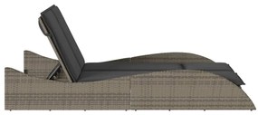 Szürke polyrattan napozóágy párnákkal 114x205x73 cm