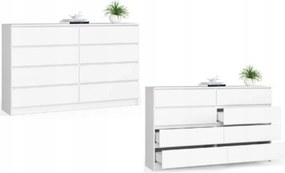 Komód szekrény K160 8 fiókos fehér Akd