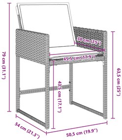 9 Részes Kerti Étkező Szett Párnákkal Világosszürke Poli Rattan