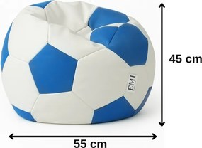 EMI focilabda mintás fehér-kék műbőr babzsákfotel