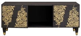 vidaXL Dohányzóasztal Fekete 100 x 54 x 40 cm Tömör Mangófát