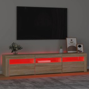 sonoma tölgy színű TV-szekrény LED-lámpákkal 180x35x40 cm