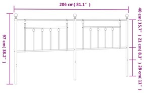 fekete fém fejtámla 200 cm